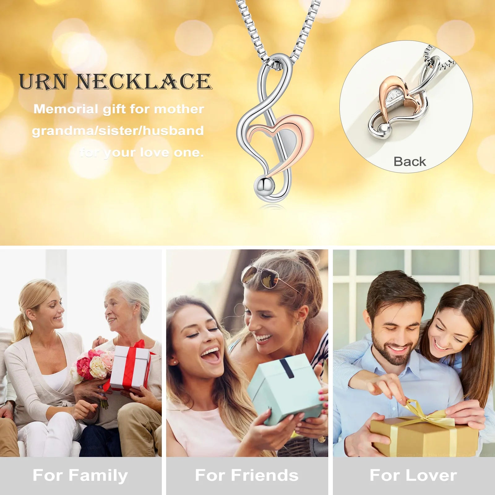 Music Notes Heart Necklace