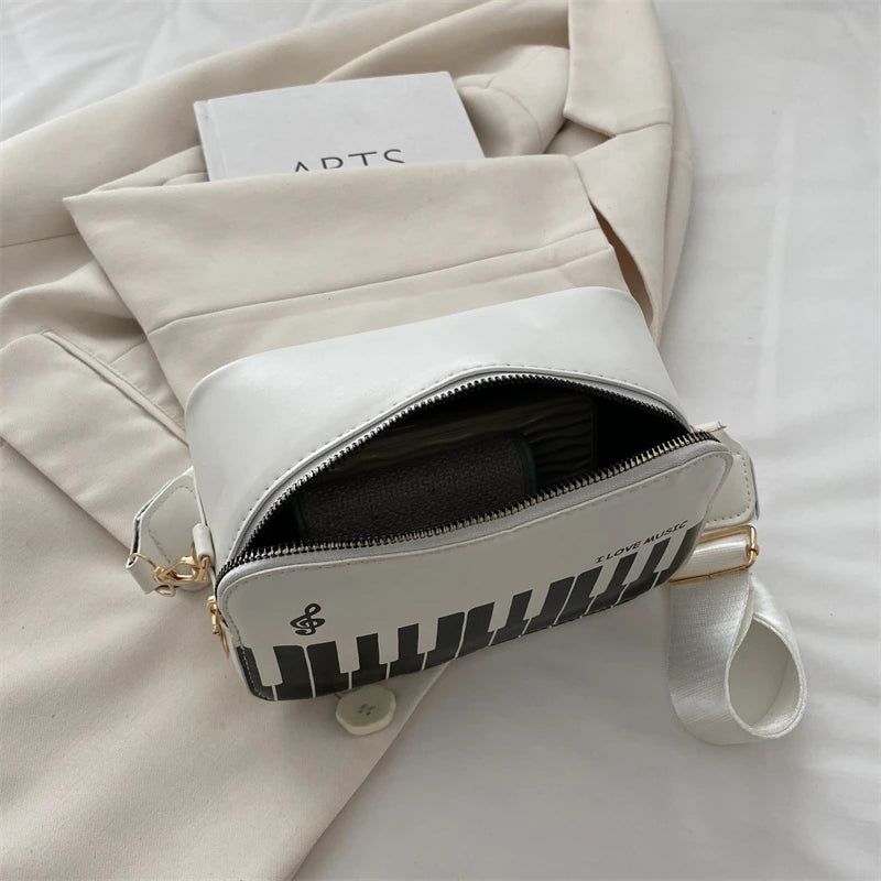 LOVE MUSIC Piano Pattern Shoulder Bag