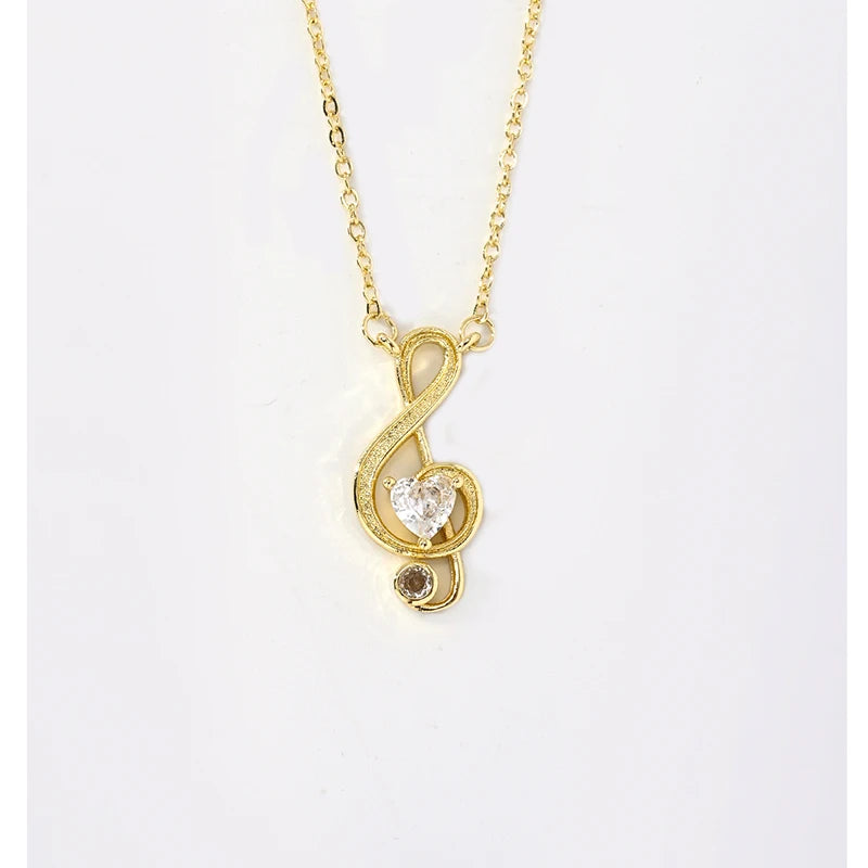 Gold Color Shinning Music Necklace