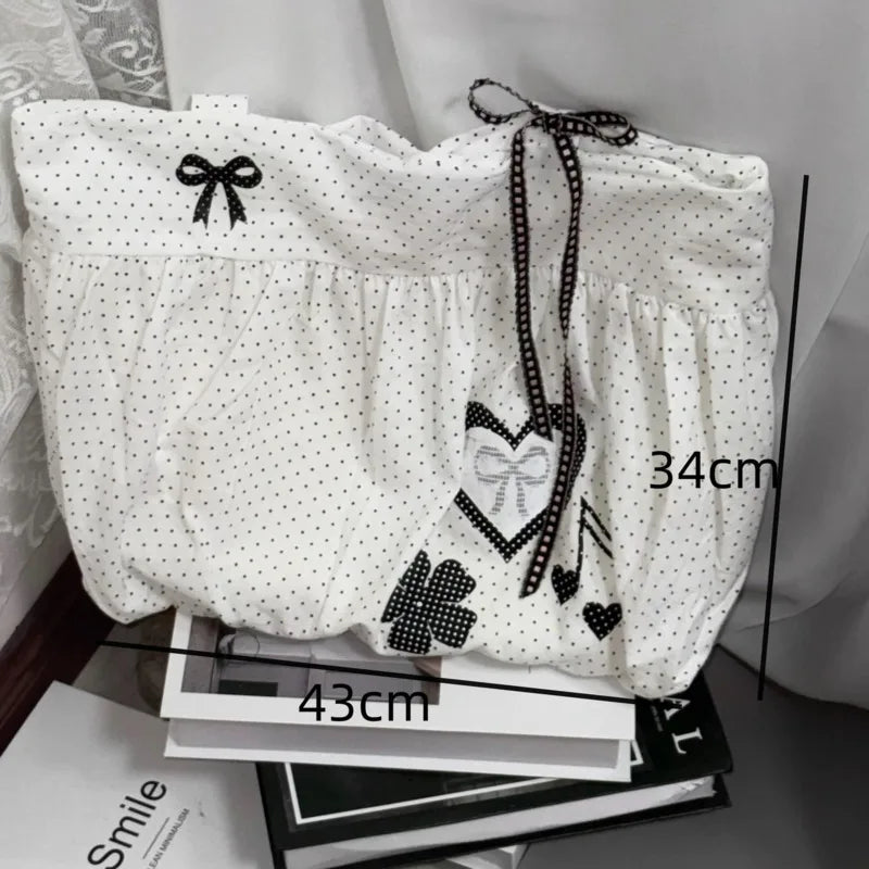 Dot Pattern Music White Tote Bag