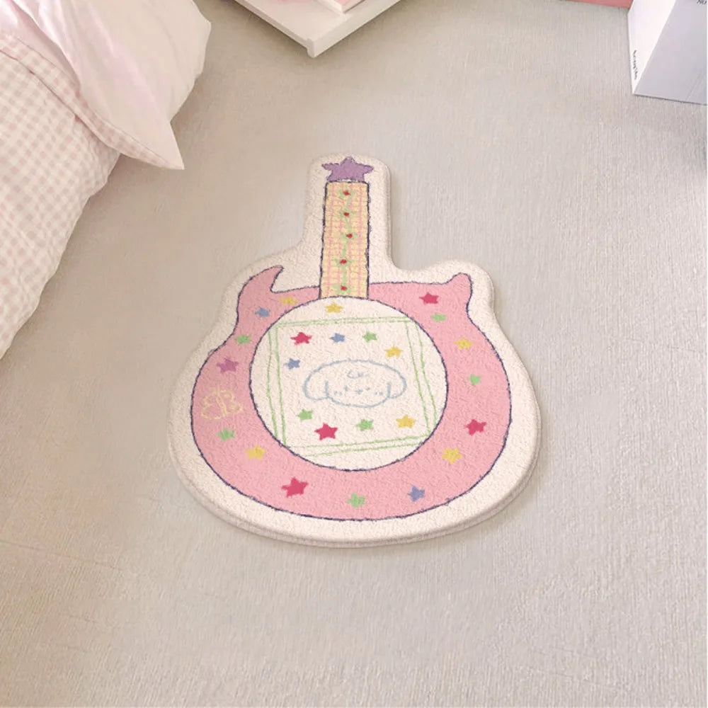 Pink/Blue Cute Guitar Shaped Carpet