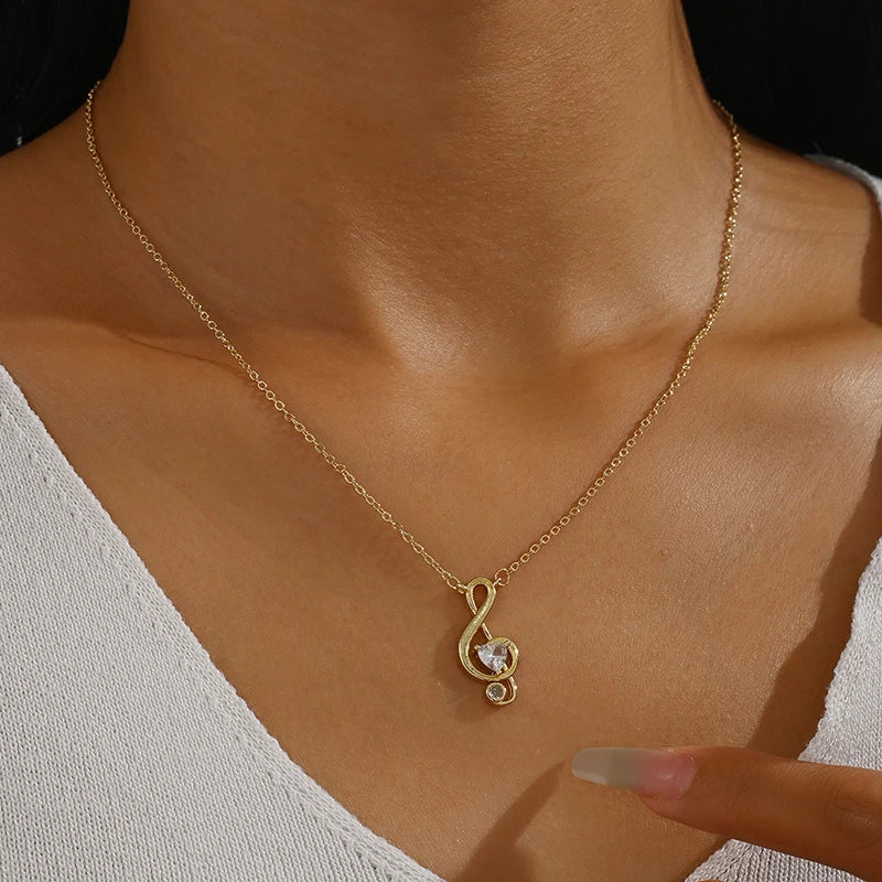 Gold Color Shinning Music Necklace