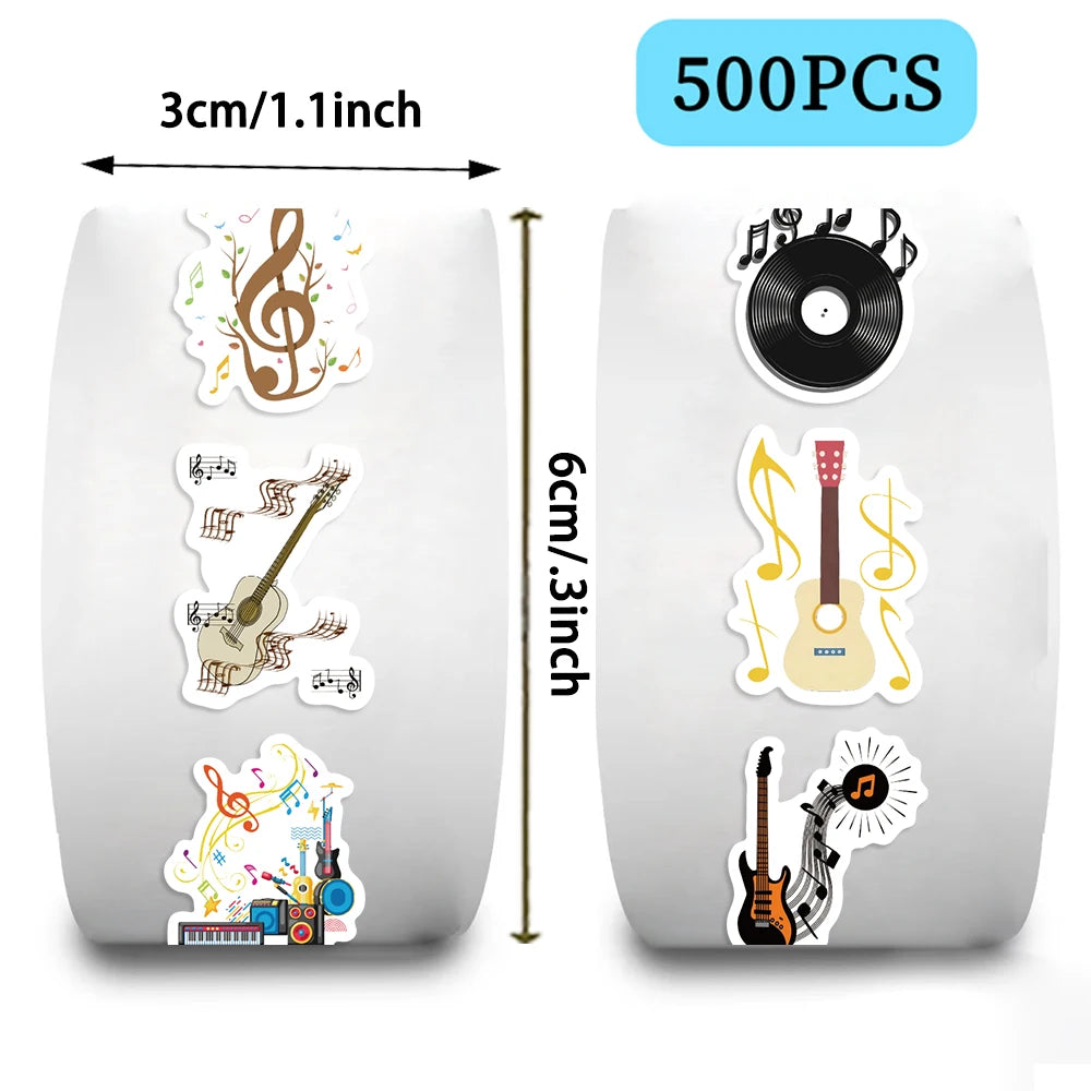 500pcs Music Vinyl Roll Stickers
