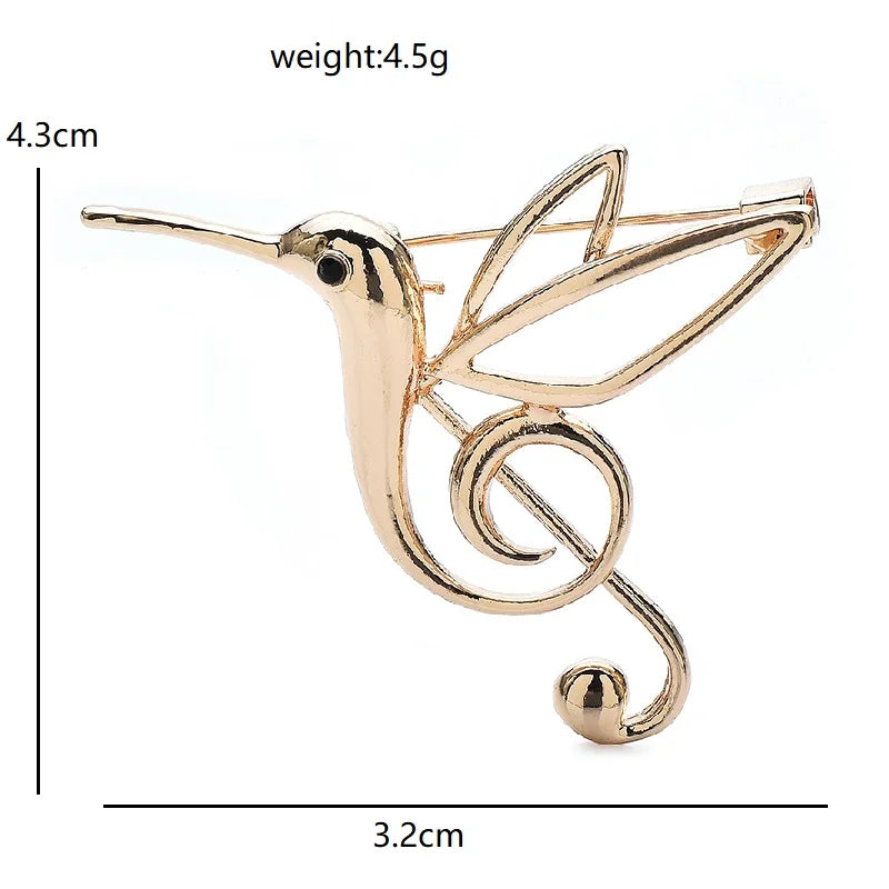 Music Bird Treble Clef Brooch Pin