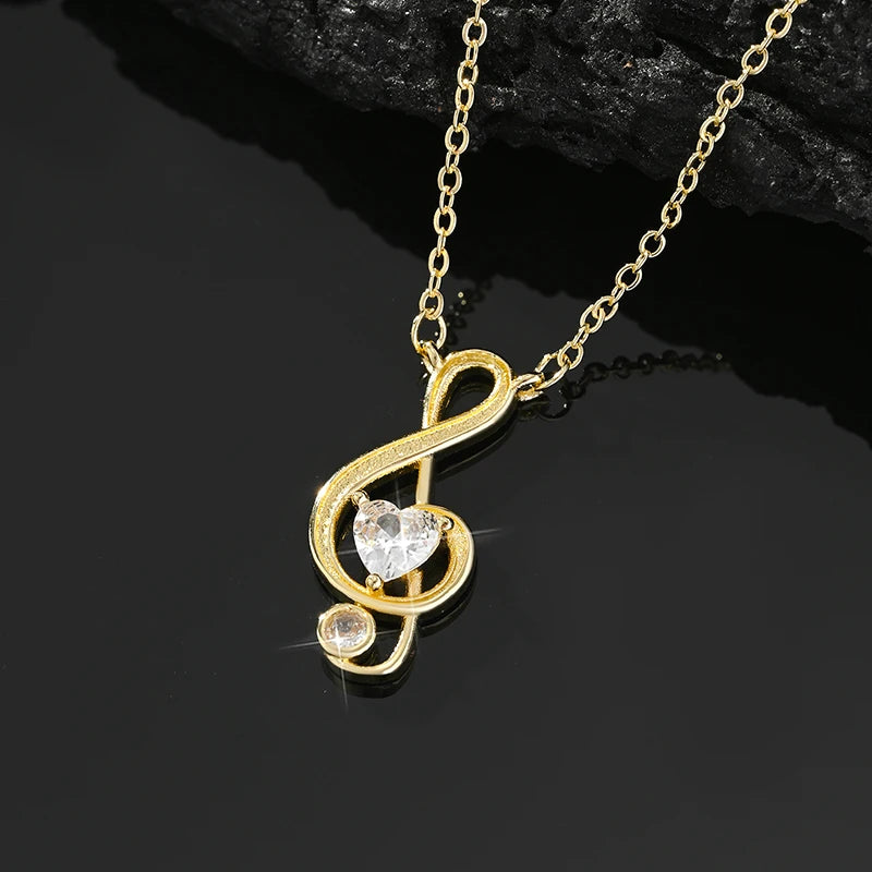 Gold Color Shinning Music Necklace