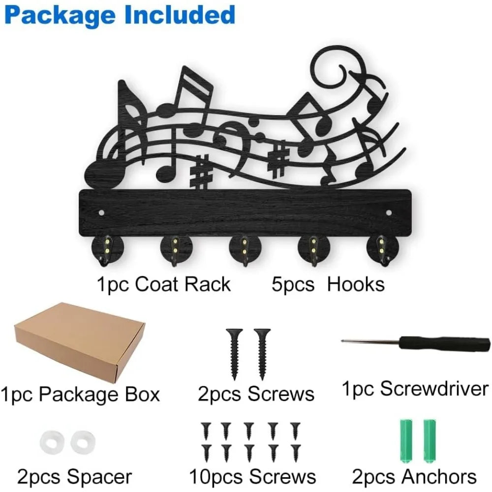 Music Scores Wood Hook Wall Hanger