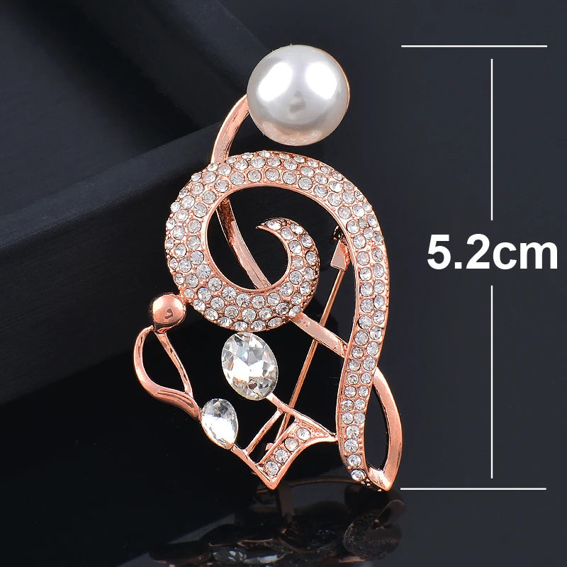Unique Crystal Music Pearl-Like Brooch Pin