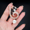 Unique Crystal Music Pearl-Like Brooch Pin