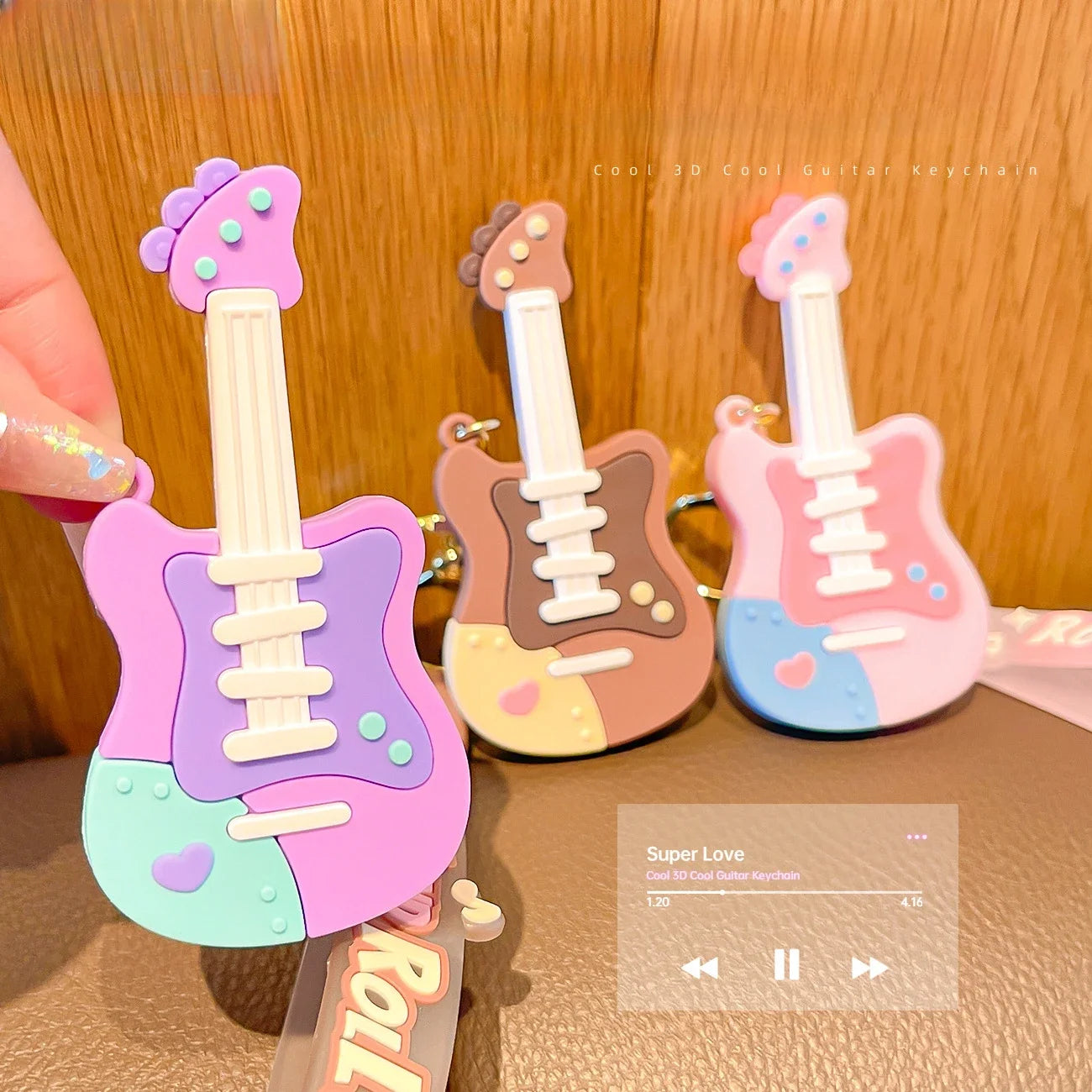 Cute Guitar Shaped Keychain