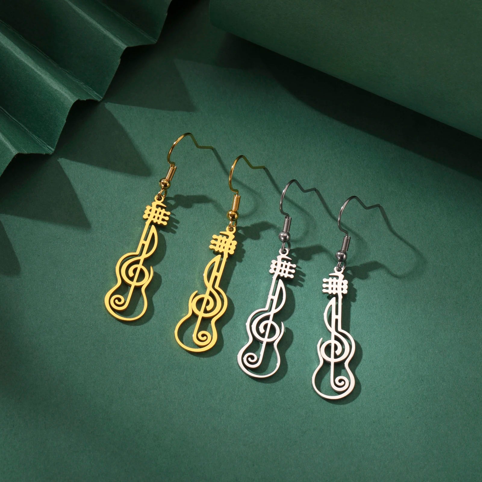 Violin/Guitar & Music Notes Dangle Earrings