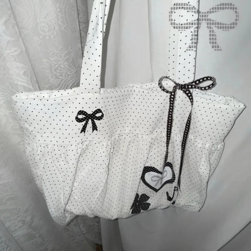 Dot Pattern Music White Tote Bag