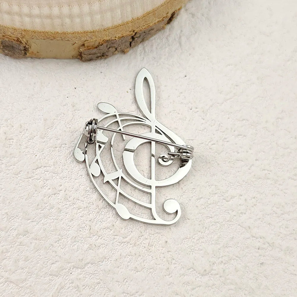 Music Treble Clef Spiral Brooch Pin