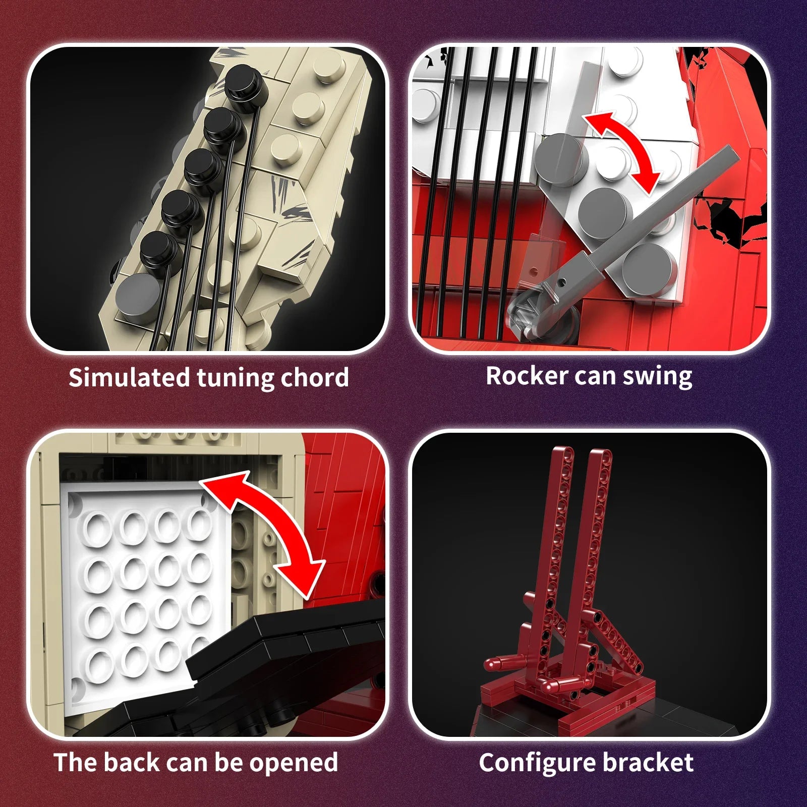 Red Electric Guitar Building Blocks Bluetooth Speaker