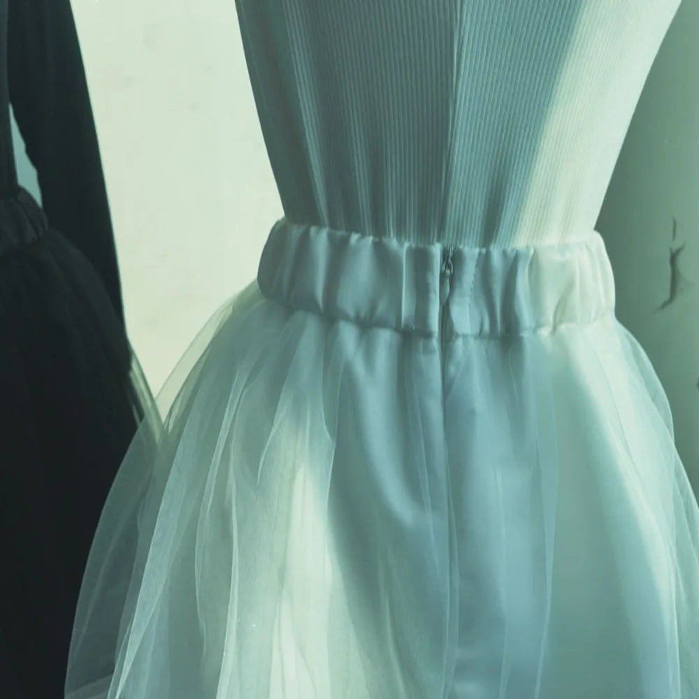 Music Notes Embroidery Mesh Skirt