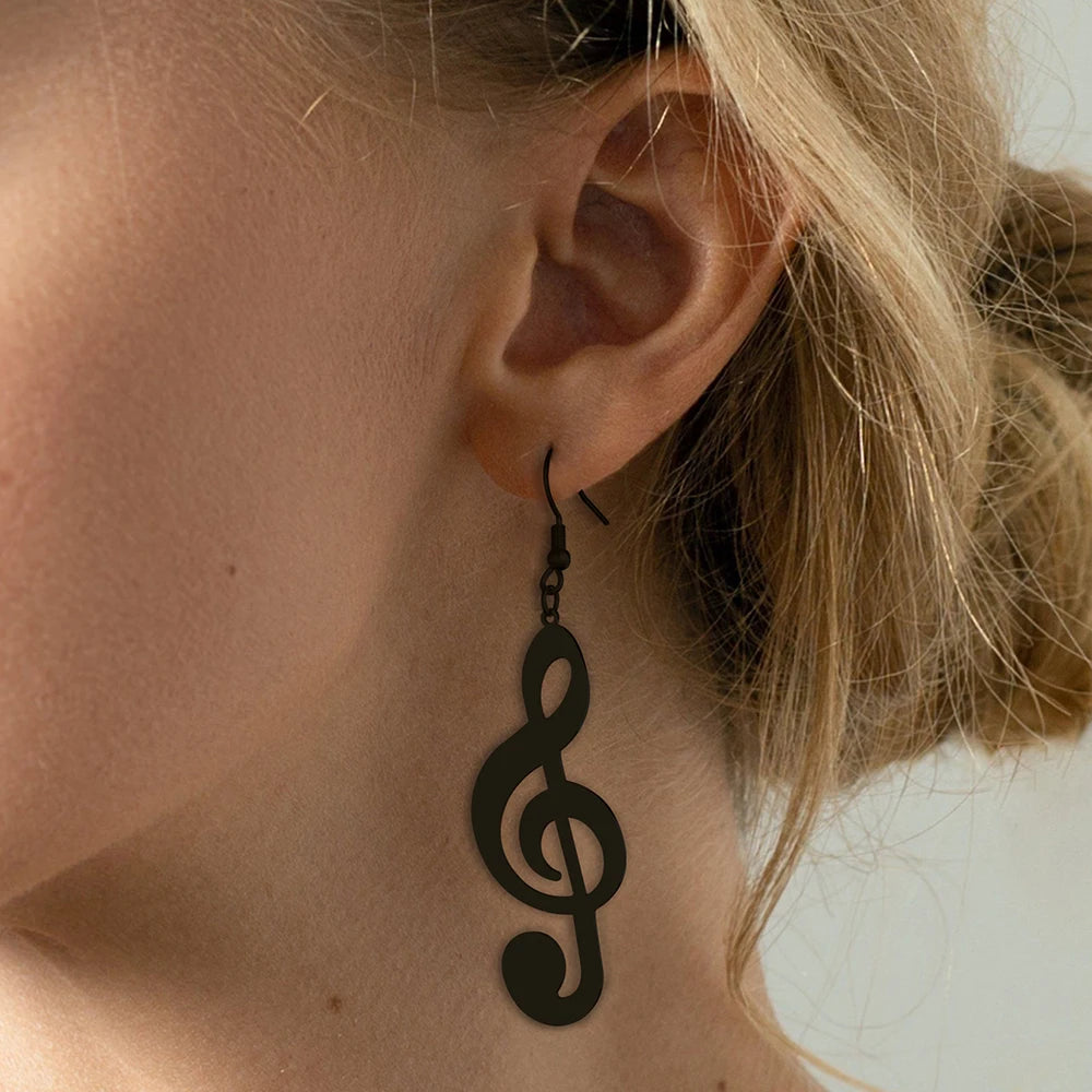 Huge Treble Clef Music Earrings