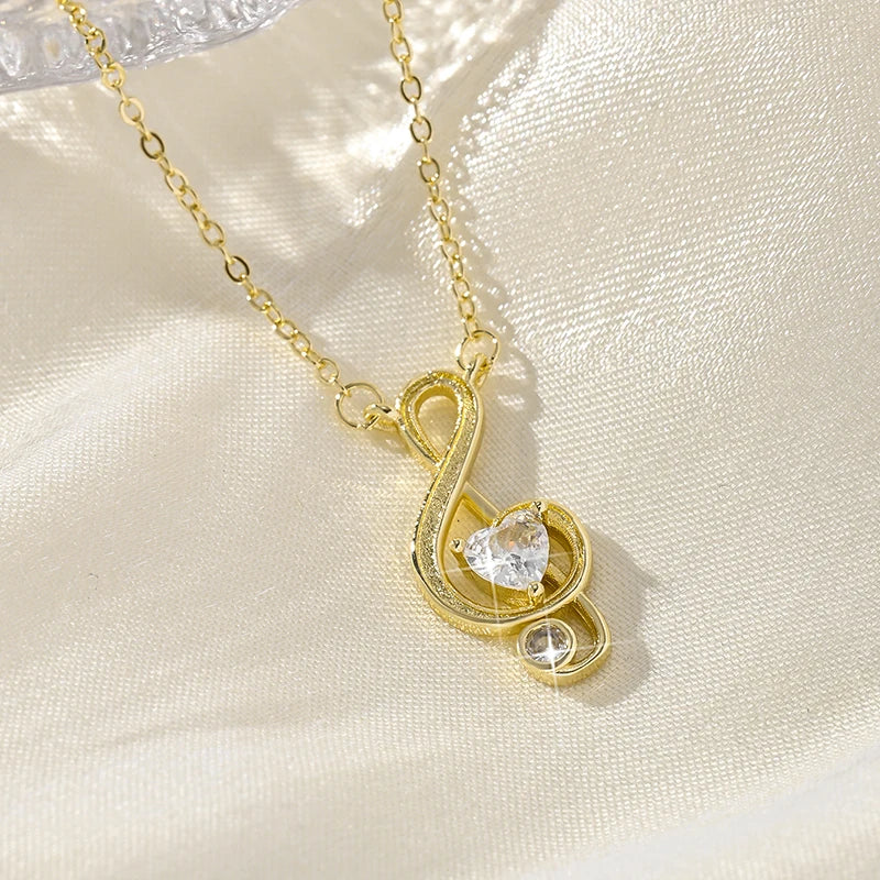 Gold Color Shinning Music Necklace