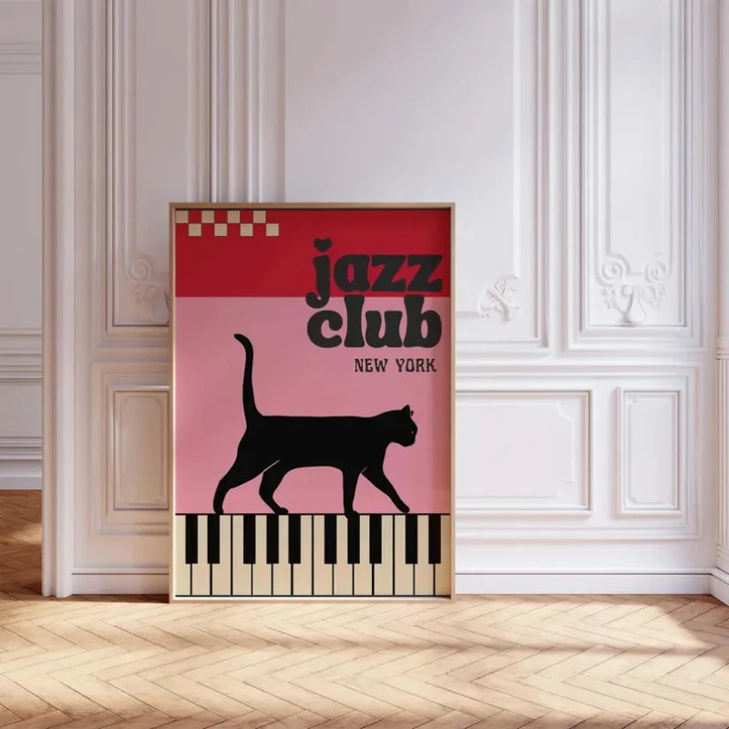 Music Black Cat Canvas Art