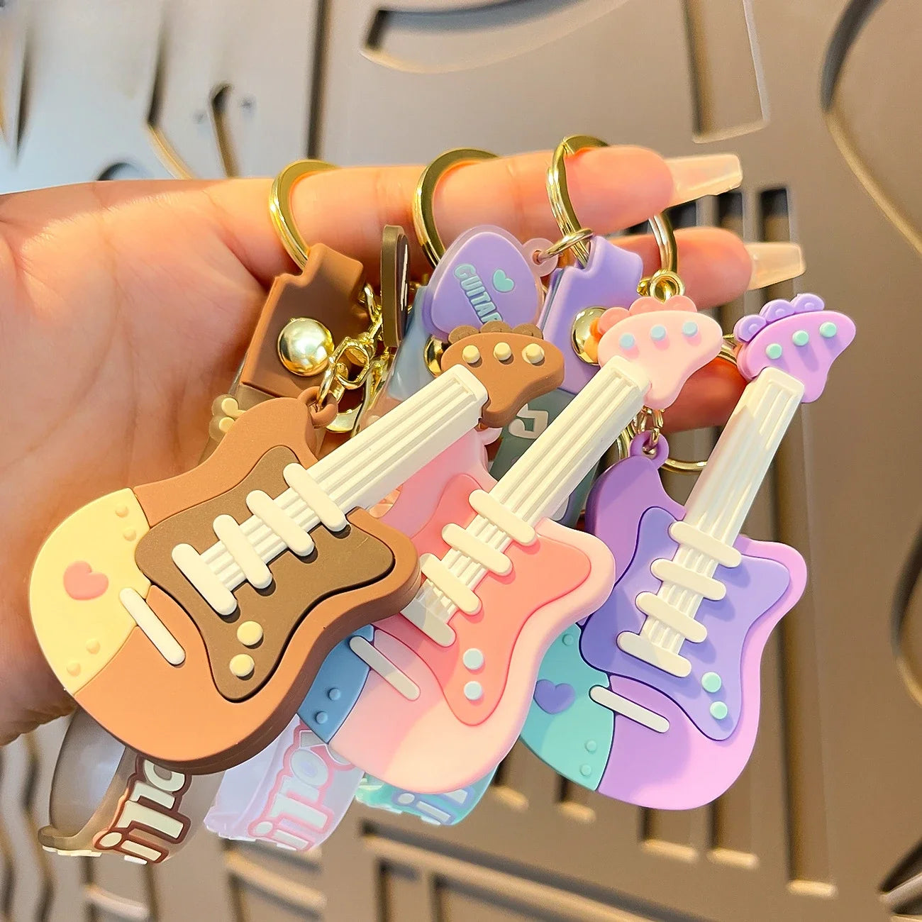 Cute Guitar Shaped Keychain
