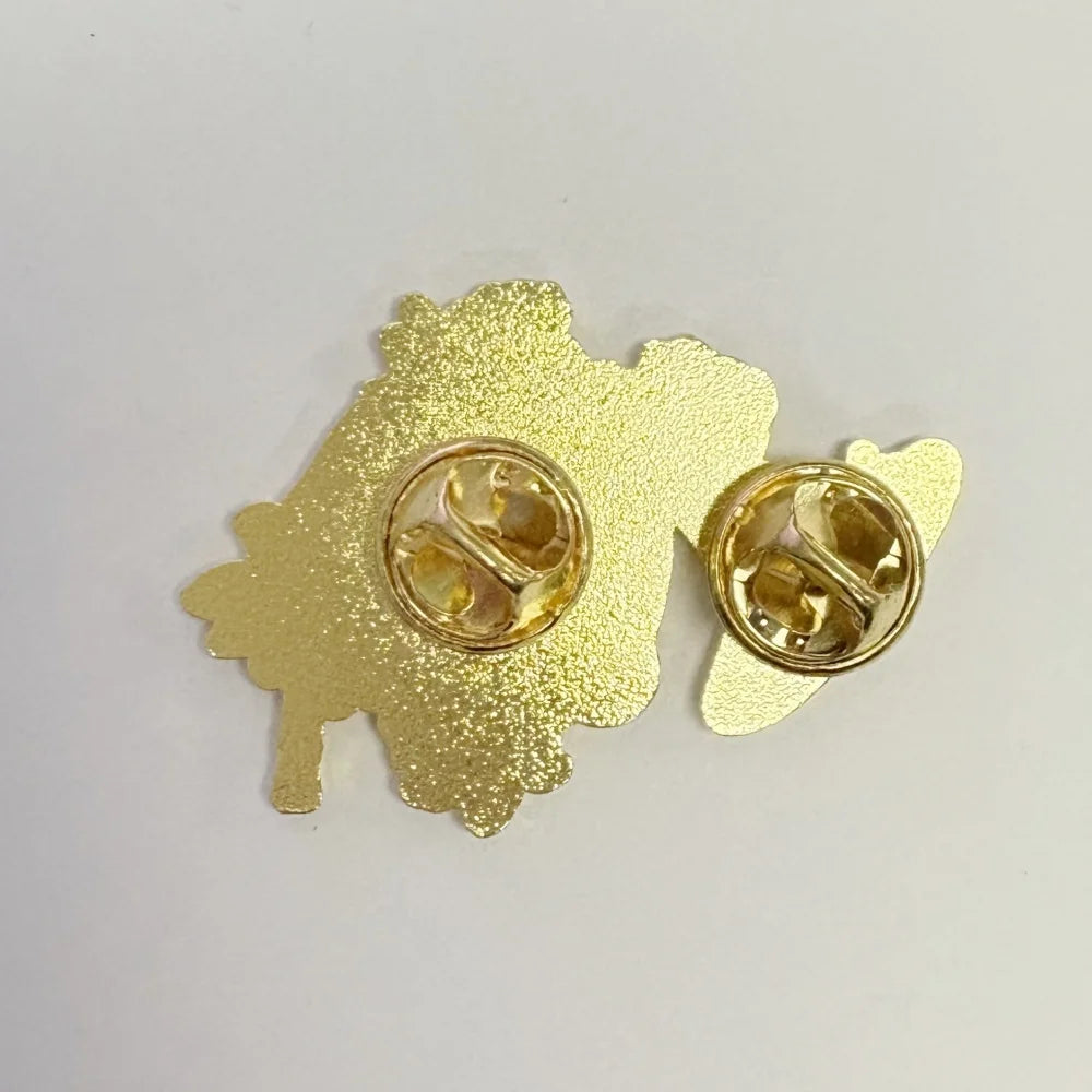 French Horn & Lily Metal Brooch