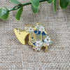 French Horn & Lily Metal Brooch