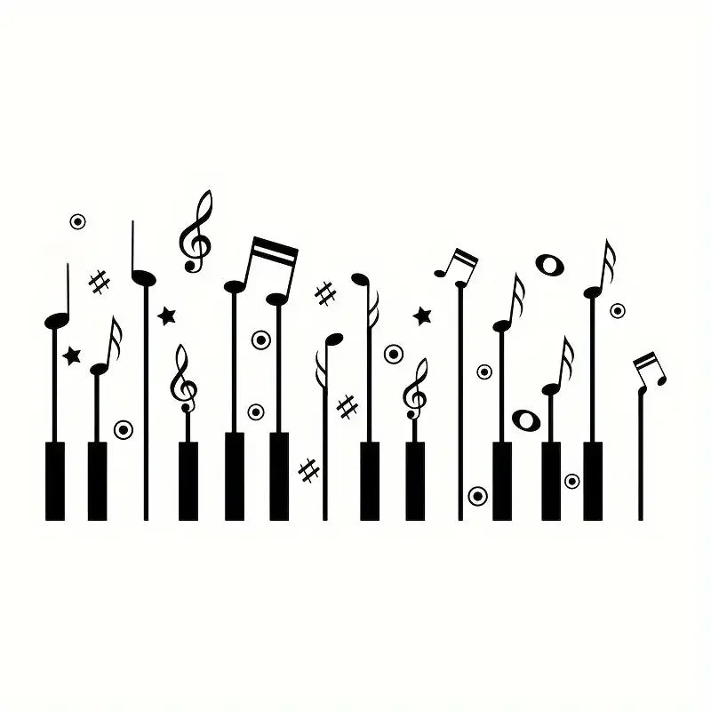 Music Notes Piano Pattern Wall Sticker