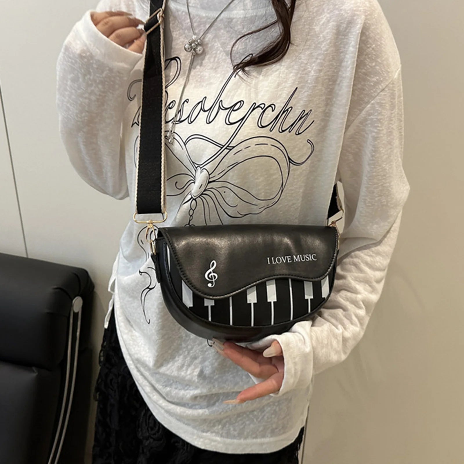 Love Music & Piano Crossbody Bag