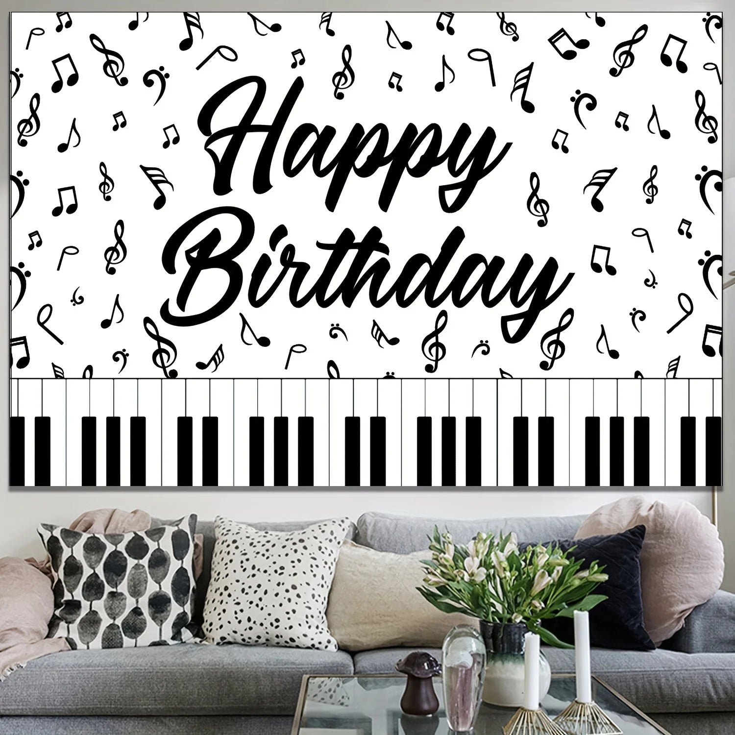 Happy Birthday Music & Piano Party Banner Decoration