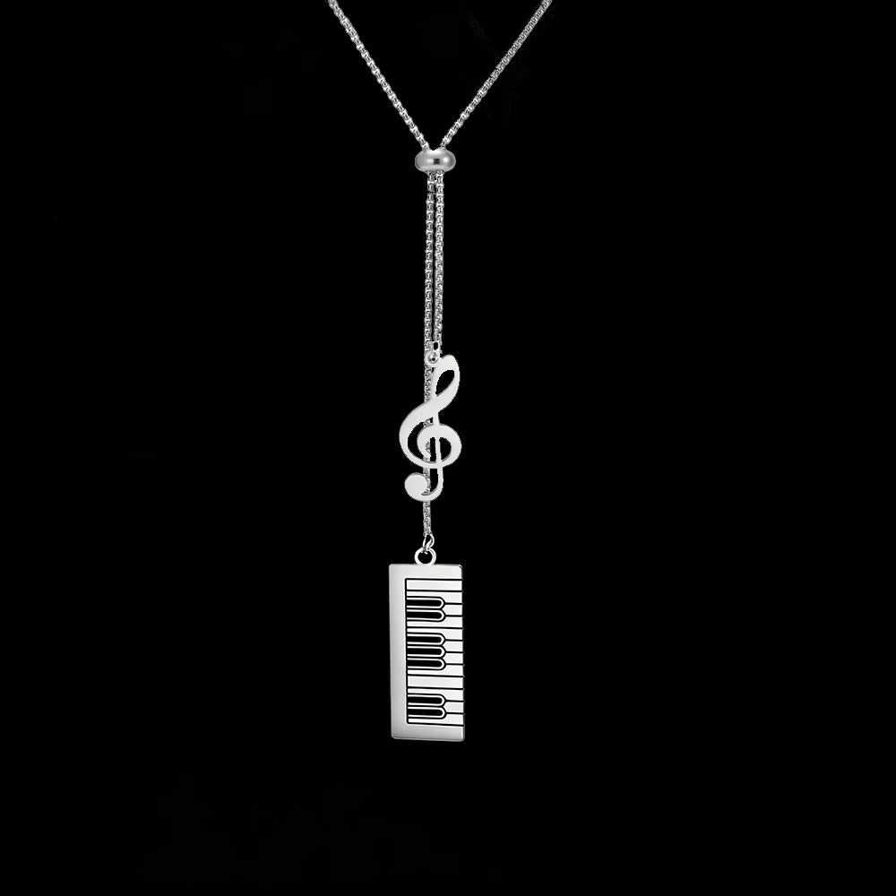 Double Charms Piano & Treble Clef Necklace