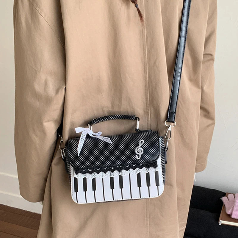 Piano Keys Dots & Lace Crossbody Bag