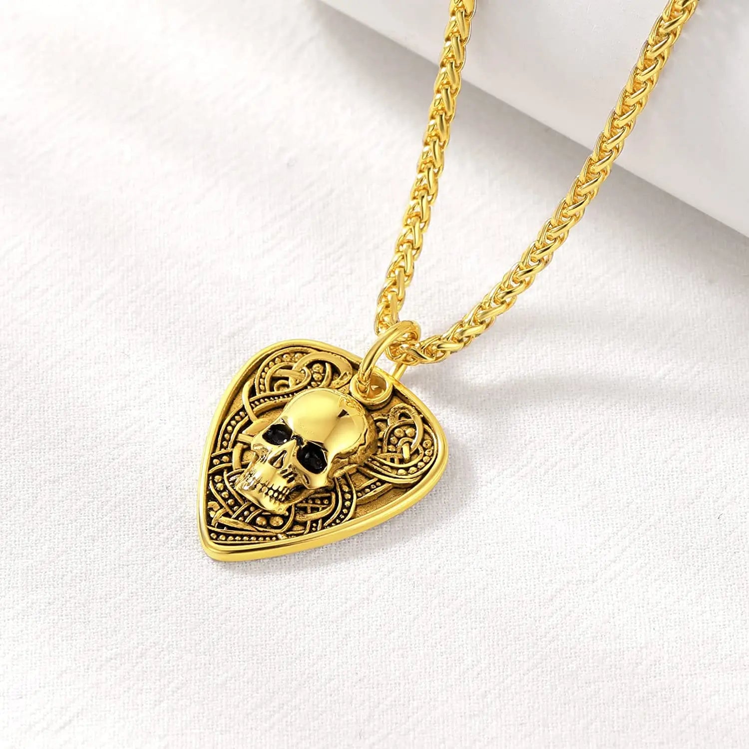Gothic Skull Guitar Pick Necklace