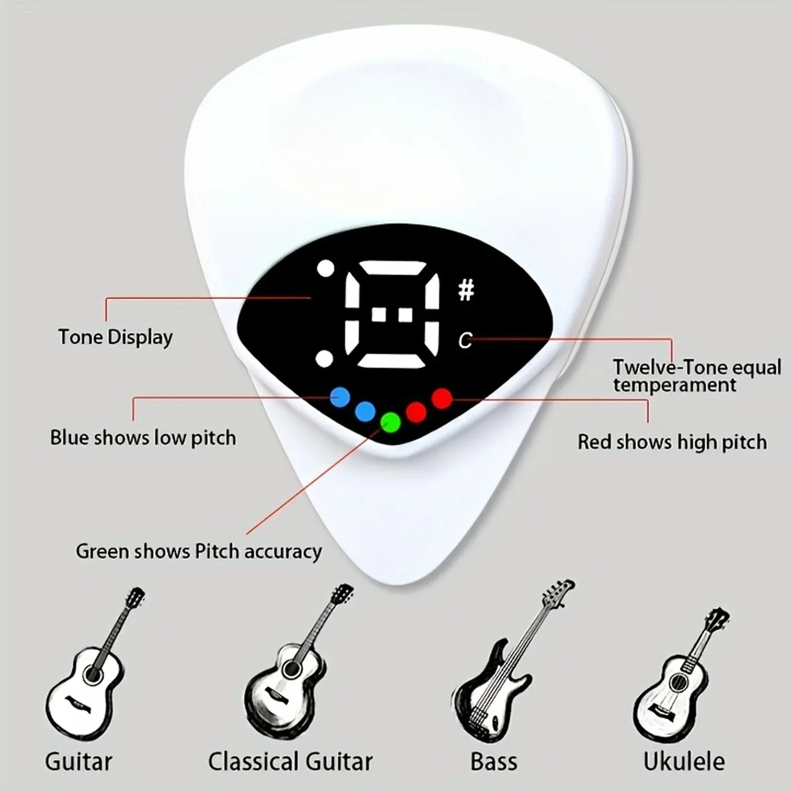 2-in-1 Guitar Pick & Tuner