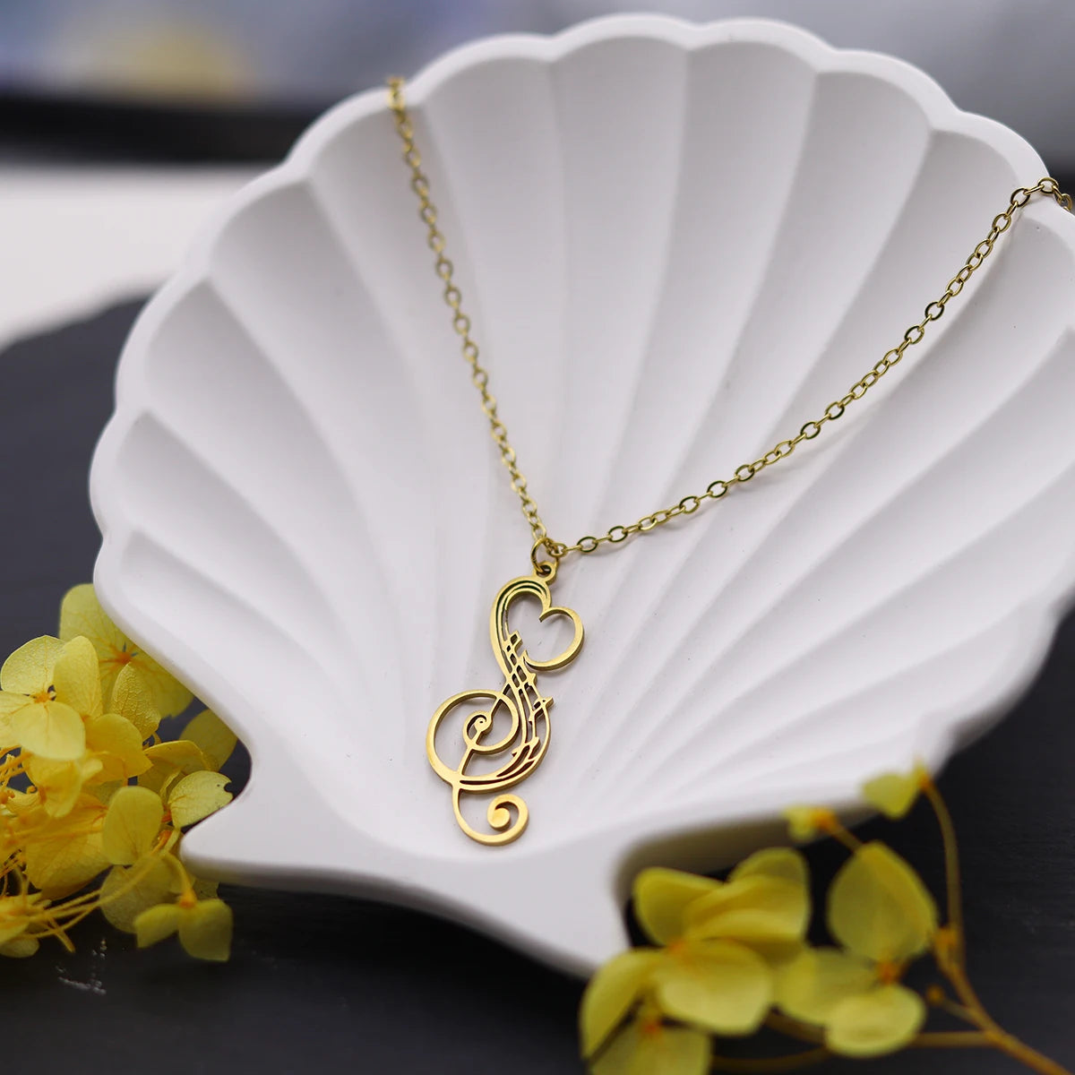 Elegant Music Note Heart Necklace