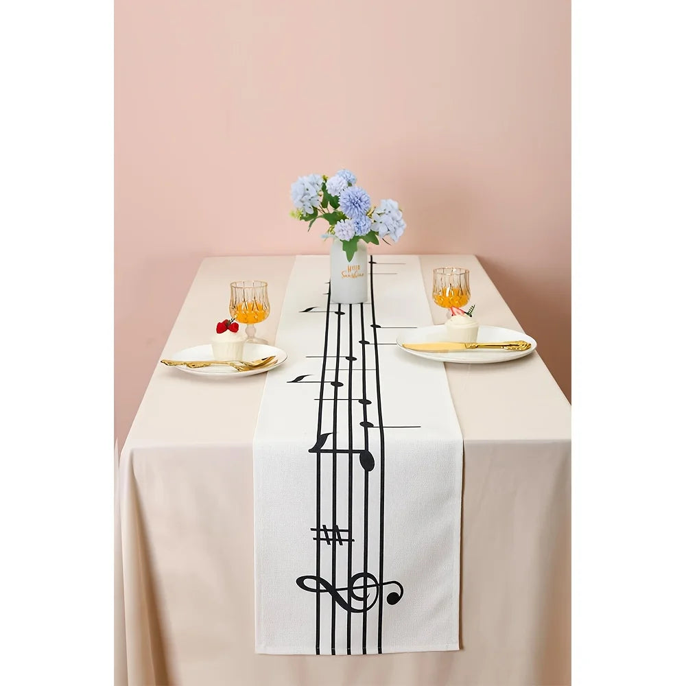 Musical Note Beige Table Runner