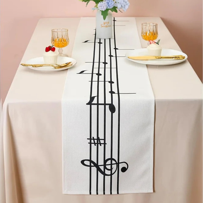 Musical Note Beige Table Runner