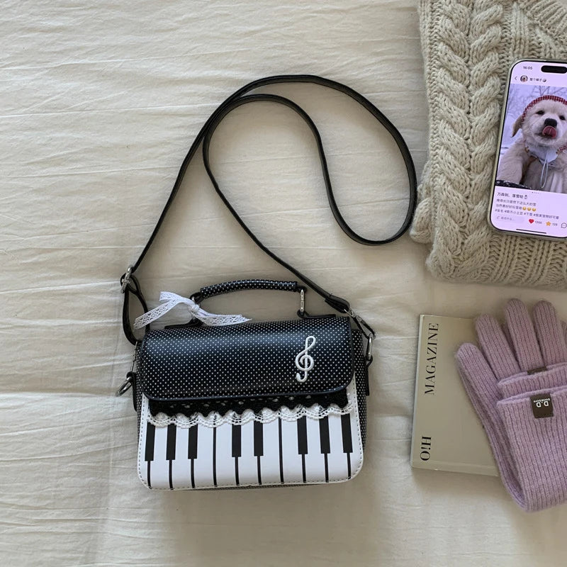 Piano Keys Dots & Lace Crossbody Bag