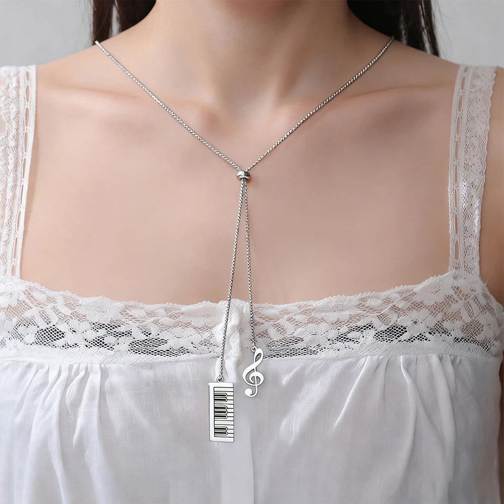 Double Charms Piano & Treble Clef Necklace