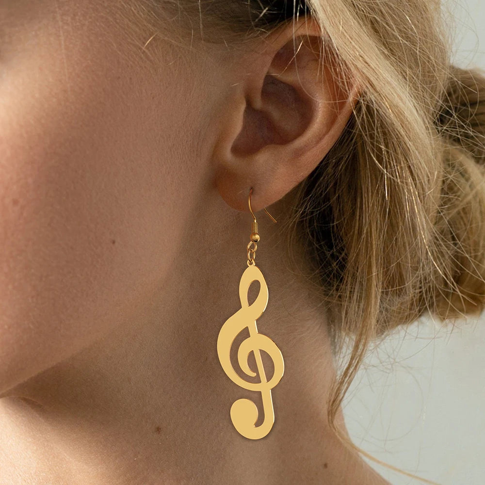 Huge Treble Clef Music Earrings
