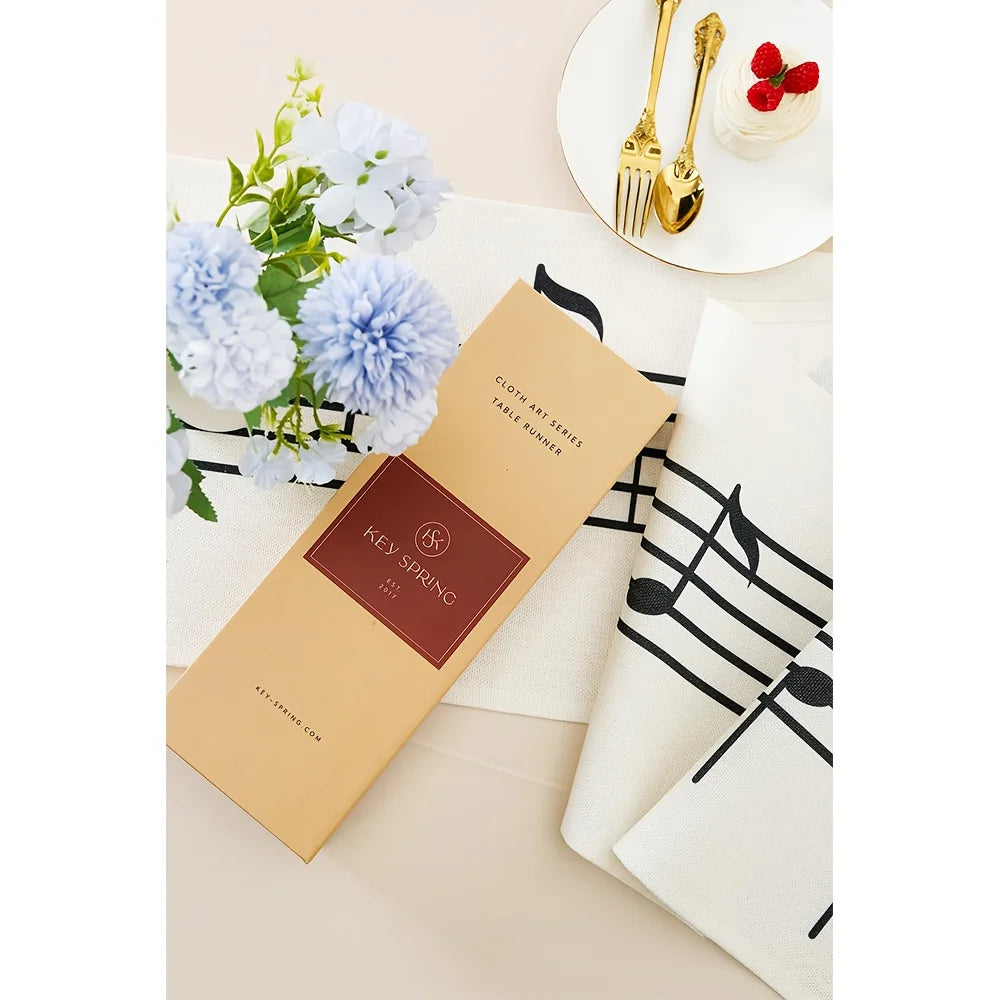 Musical Note Beige Table Runner