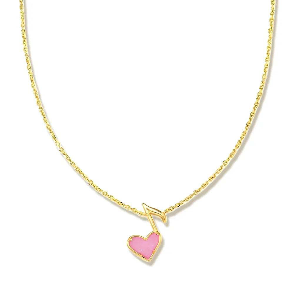 Pink Heart Music Short Necklace