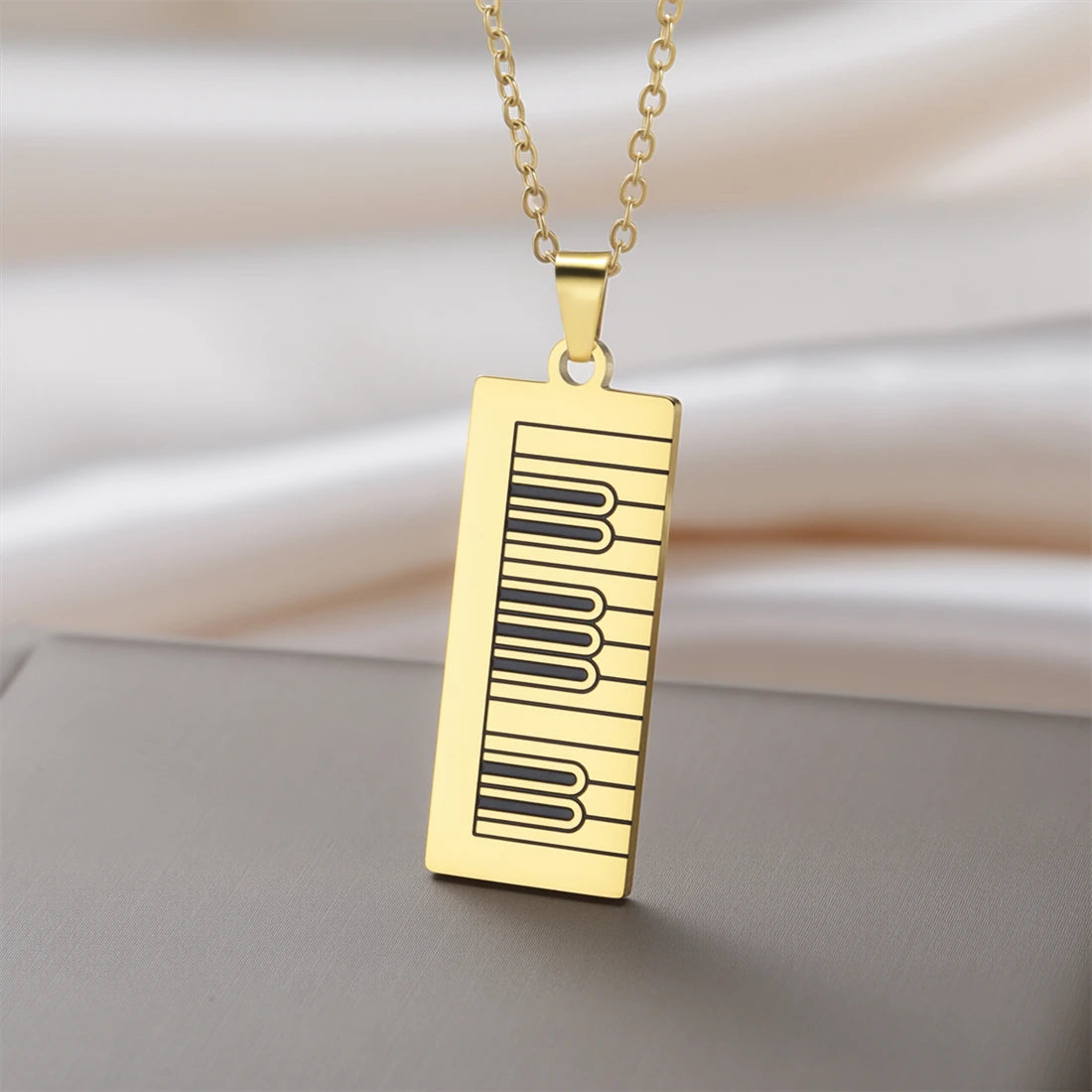 Long Piano Keyboard Necklace