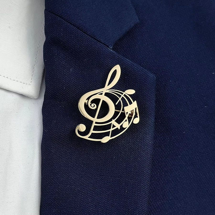 Music Treble Clef Spiral Brooch Pin