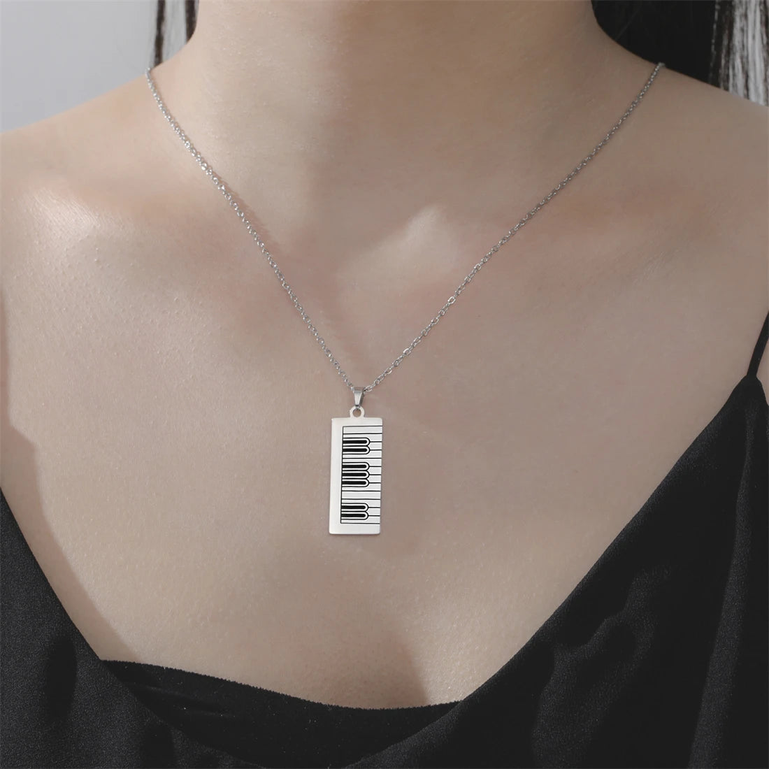 Long Piano Keyboard Necklace