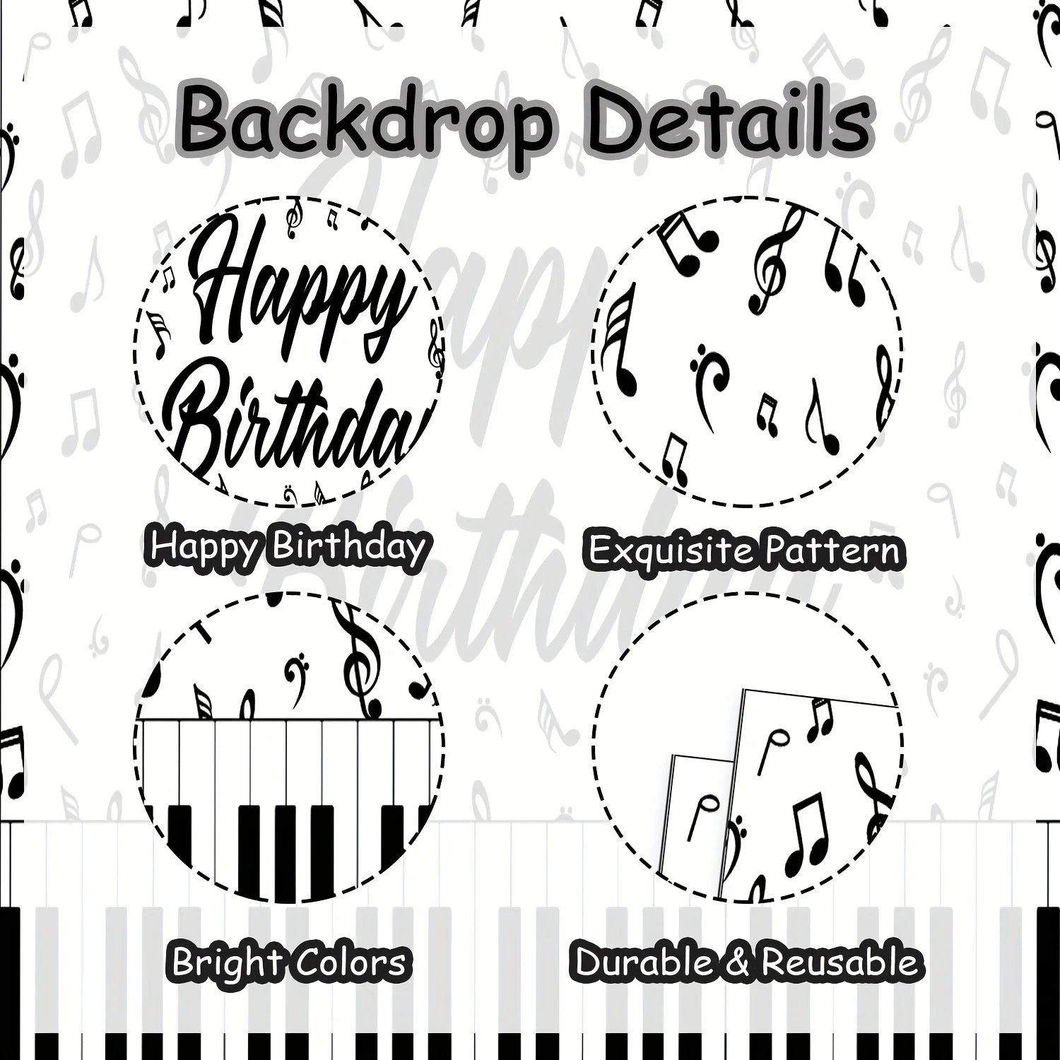 Happy Birthday Music & Piano Party Banner Decoration
