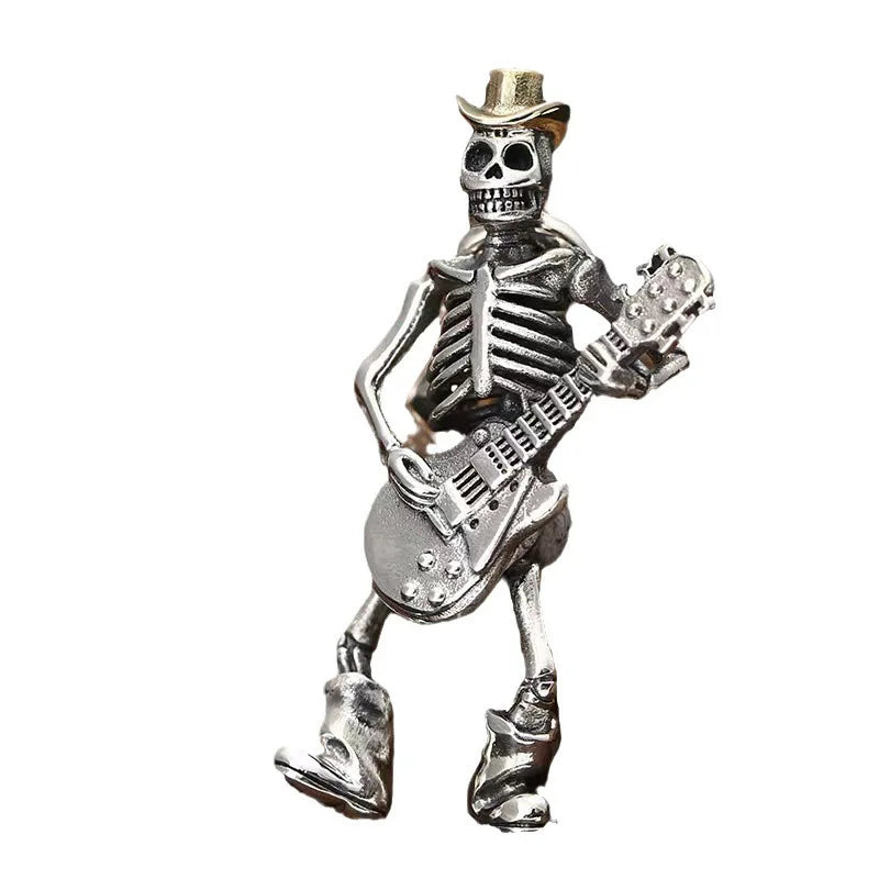 Skeleton Playing Guitar Pendant Necklace