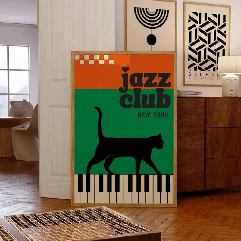 Music Black Cat Canvas Art
