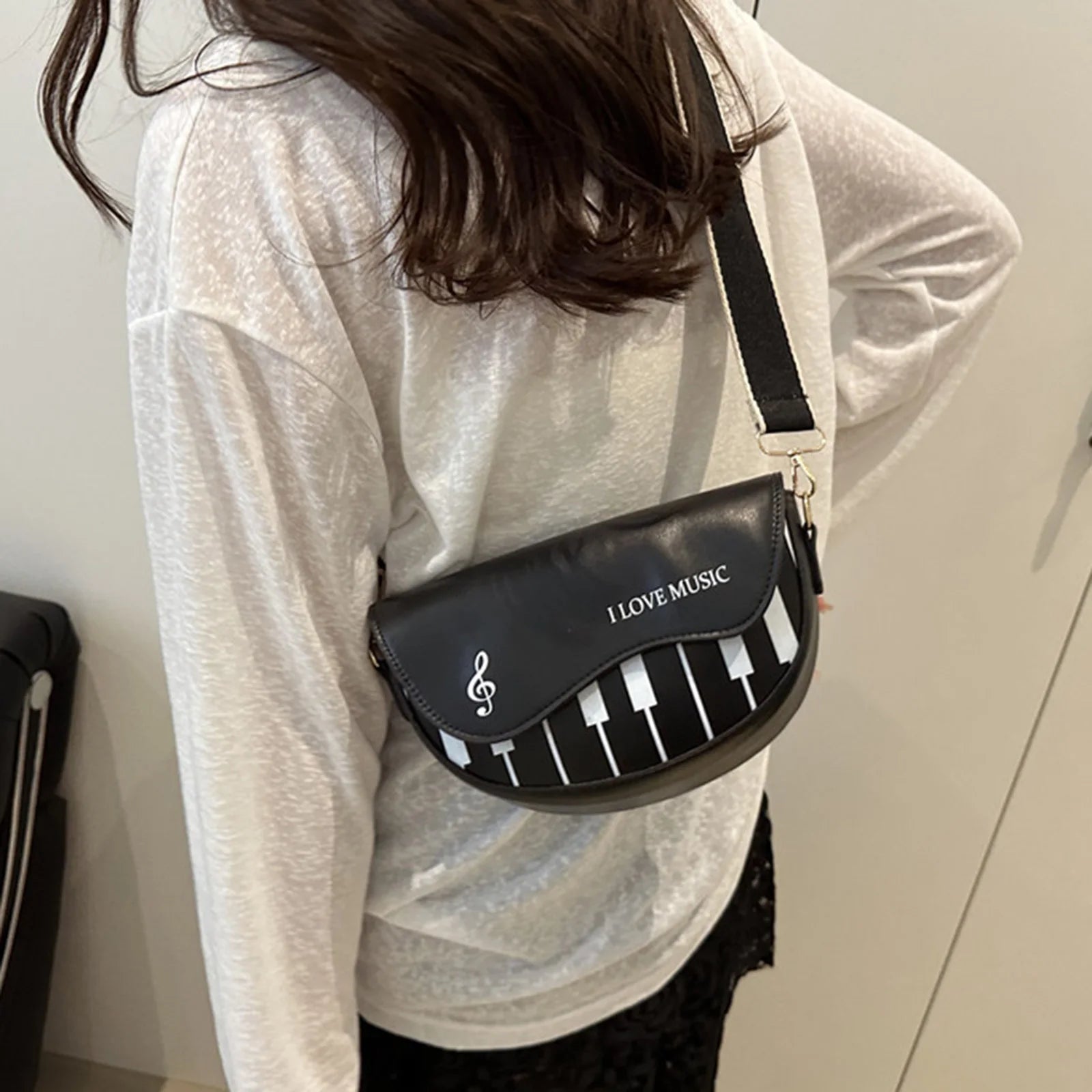 Love Music & Piano Crossbody Bag