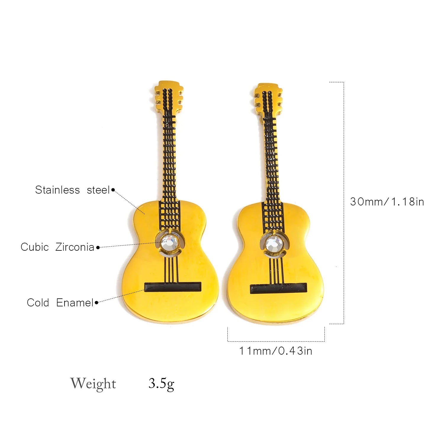 Classic Guitar Stud Earrings