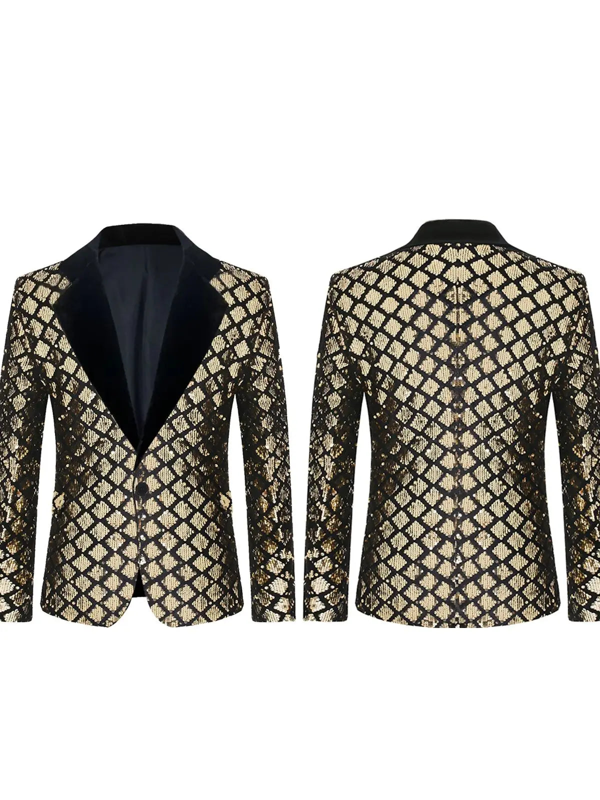 Luxurious Sequin Plaid Men's Suit Blazer