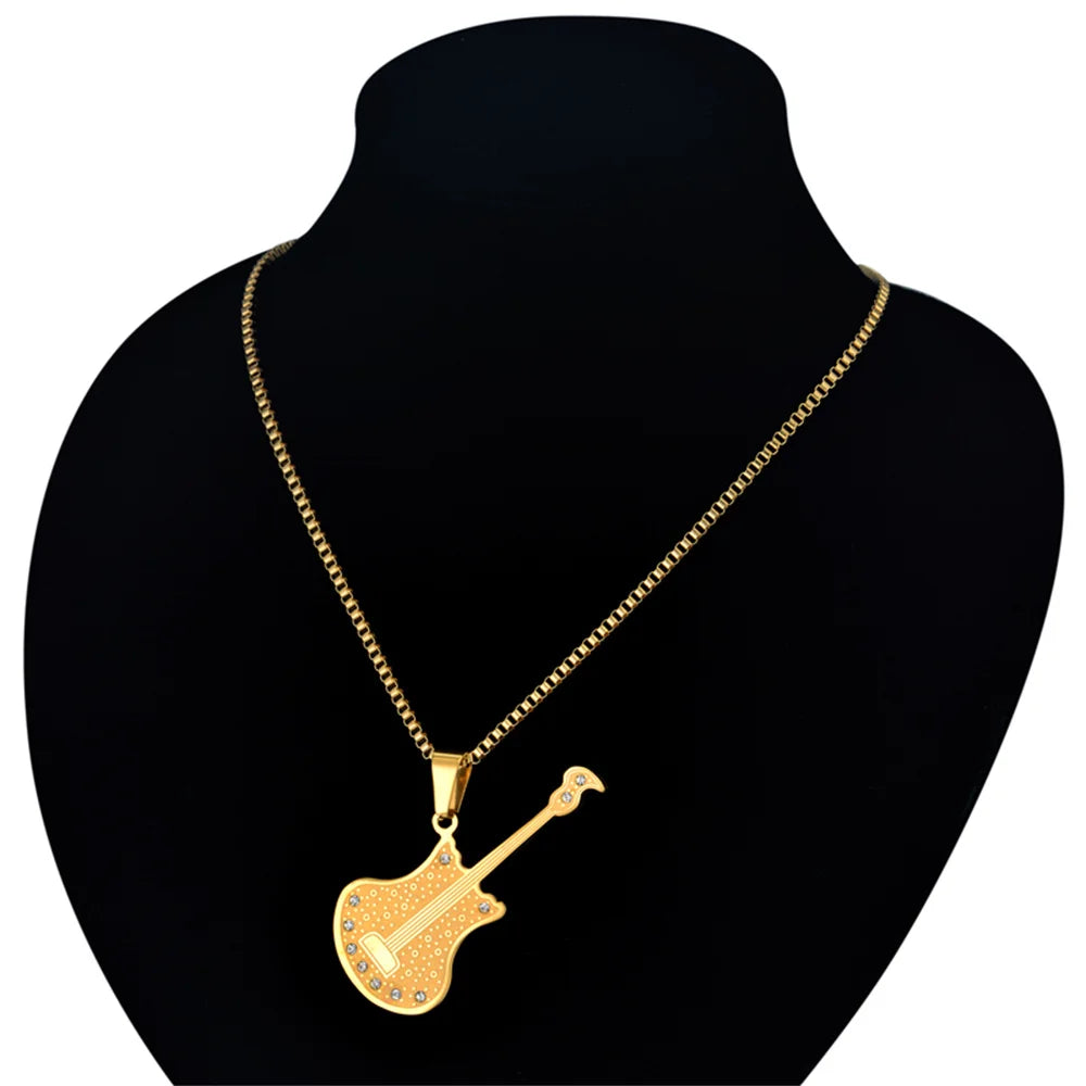 Bling Guitar V.S. Rock Guitar Pendant Necklace