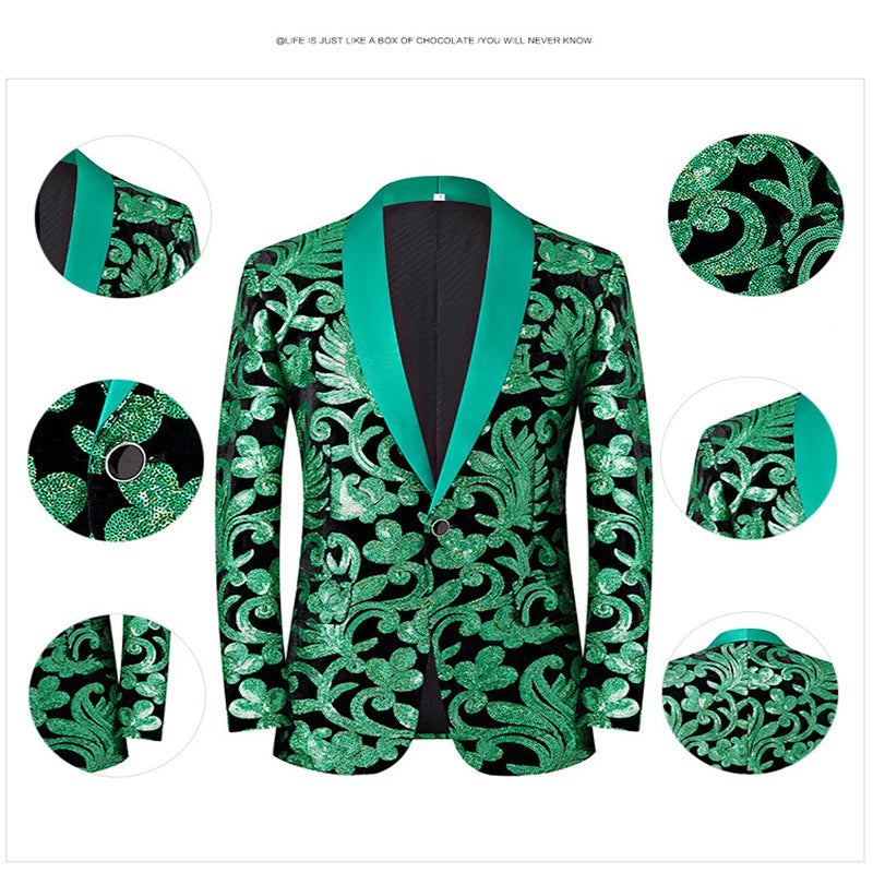 Purple & Green Sequin Men's Blazer